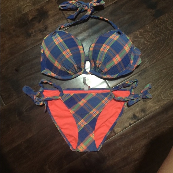 Victoria's Secret Other - Victoria’s Secret Plaid Bikini 34D Top XS Bottom